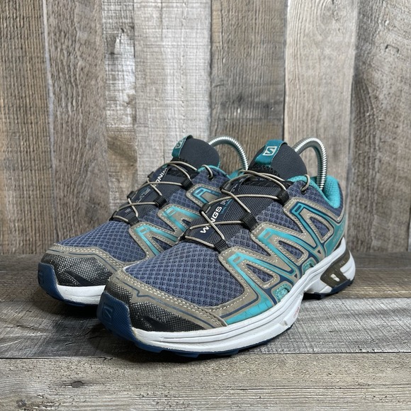 Womens Salomon Wings Flyte 2 Navy Blue Low Running Trail Sneakers Shoes Size 6 M - Picture 2 of 8